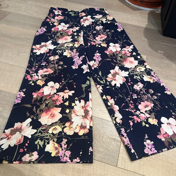 NY&C WOMENS FLORAL WIDE LEG PANTS SIZE 16 PETITE 7TH AVENUE NEW - Picture 2 of 11